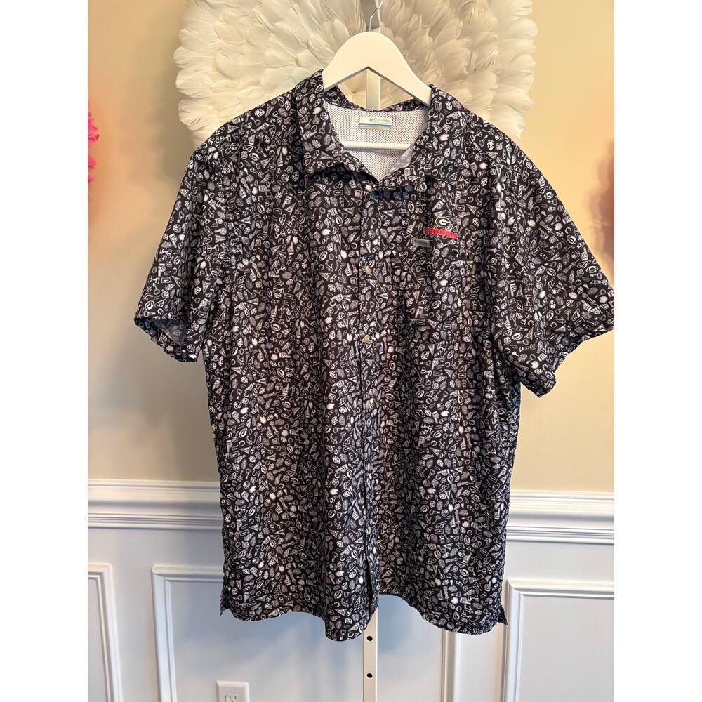 COLUMBIA PFG  BLACK GEORGIA BULLDOGS BUTTON DOWN SHIRT SIZE XL